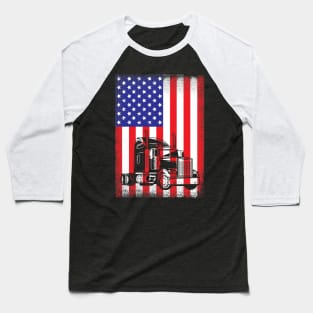 Truck Driver American Flag Baseball T-Shirt